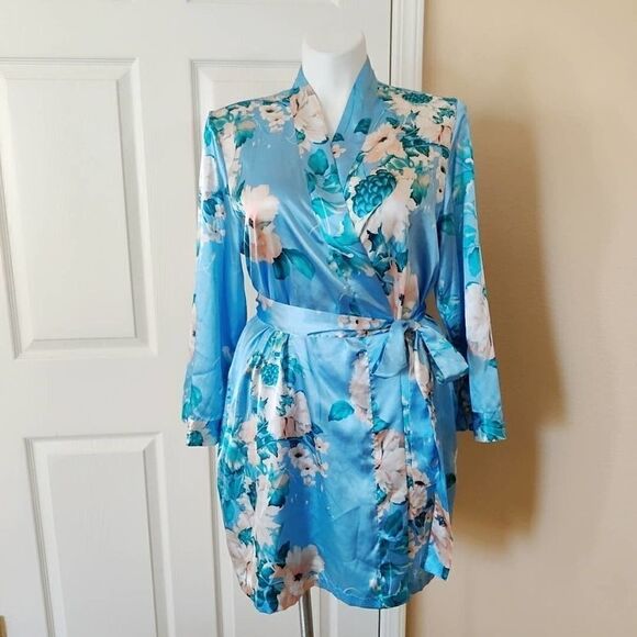 Morgan Taylor silky floral kimono robe sz L/XL - Picture 1 of 11